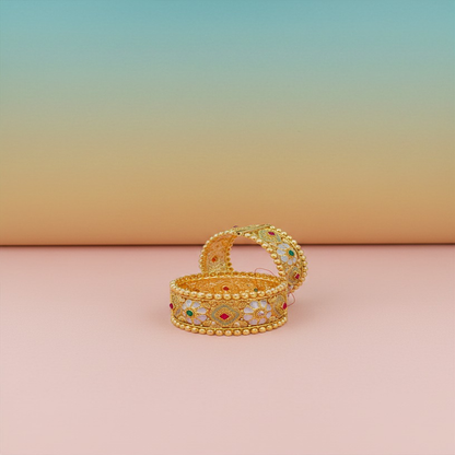 DIVYORO STATEMENT ANTIQUE GOLD BANGLE WITH ORNATE GREEN AND RUBY STONE SETTINGDIVYORO STATEMENT ANTIQUE GOLD BANGLE WITH ORNATE GREEN AND RUBY STONE SETTINGDIVYORO STATEMENT ANTIQUE GOLD BANGLE WITH ORNATE GREEN AND RUBY STONE SETTING