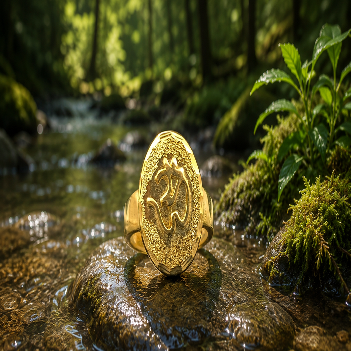 DIVYORO THE FROSTED OVAL OM SIGNET