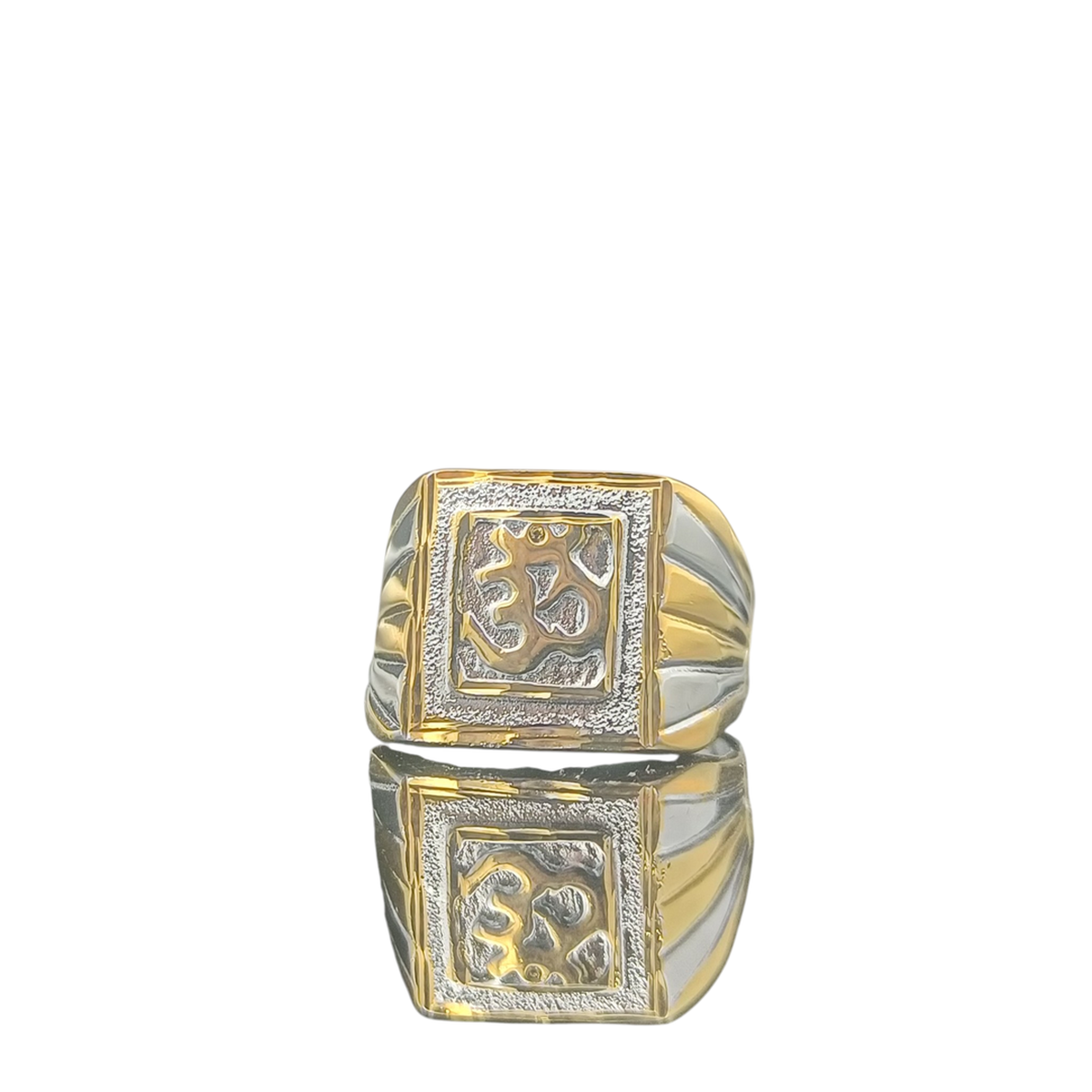 DIVYORO TWO-TONE OM TEXTURED SIGNET RING