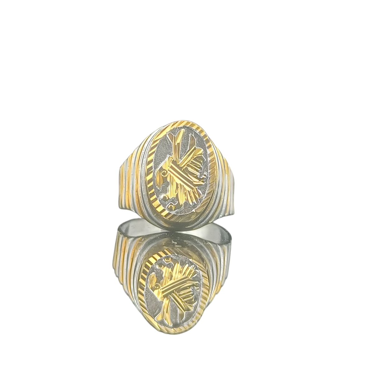 DIVYORO TWO-TONE FLYING EAGLE CREST SIGNET