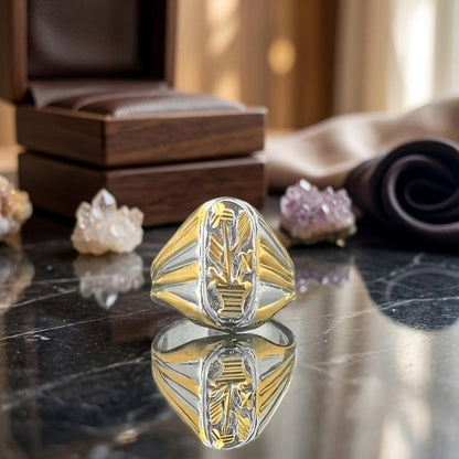 DIVYORO TWO-TONE SCULPTED FLORAL VASE SIGNET