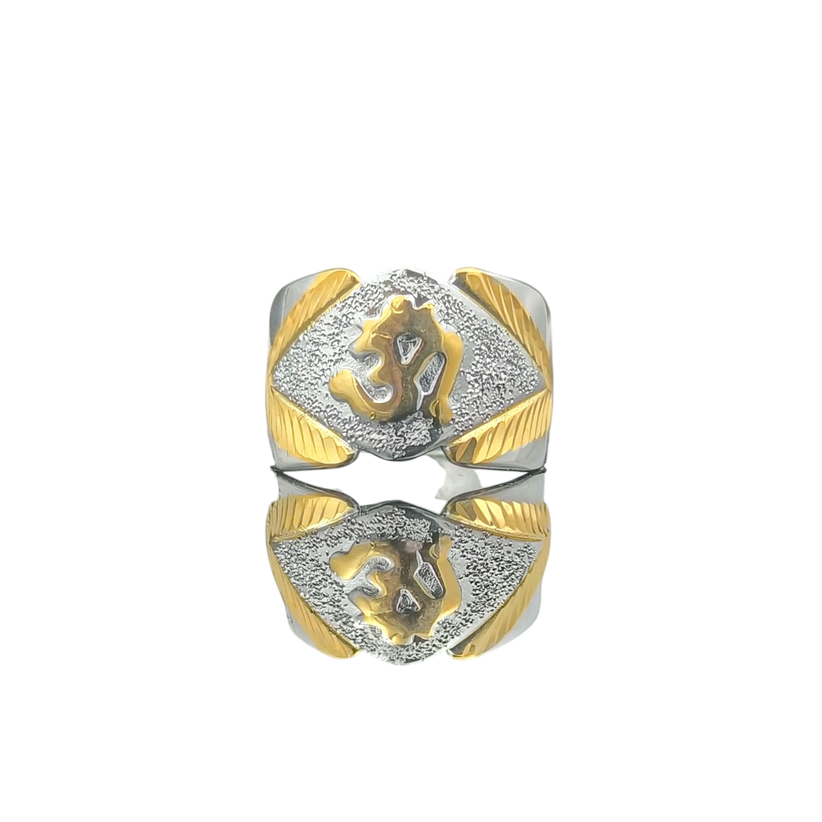 DIVYORO TWO-TONE OM DIAMOND-SHIELD SIGNET RING