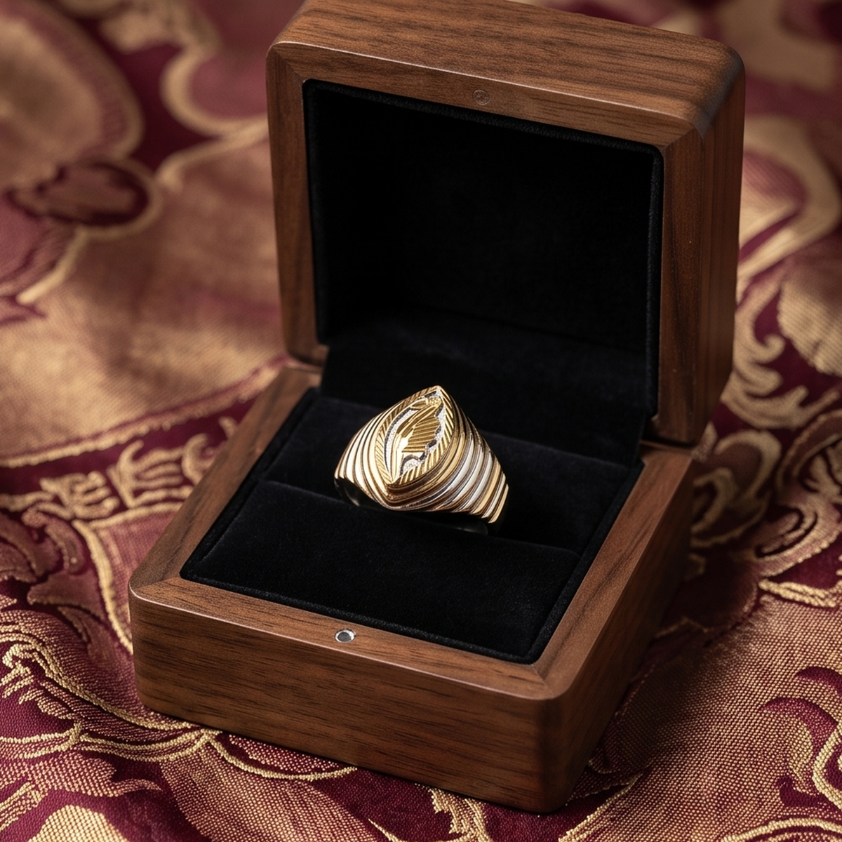 DIVYORO TWO-TONE MARQUISE LEAF MOTIF RING