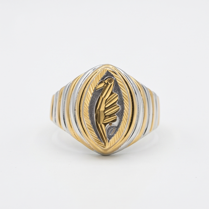 DIVYORO TWO-TONE MARQUISE LEAF MOTIF RING