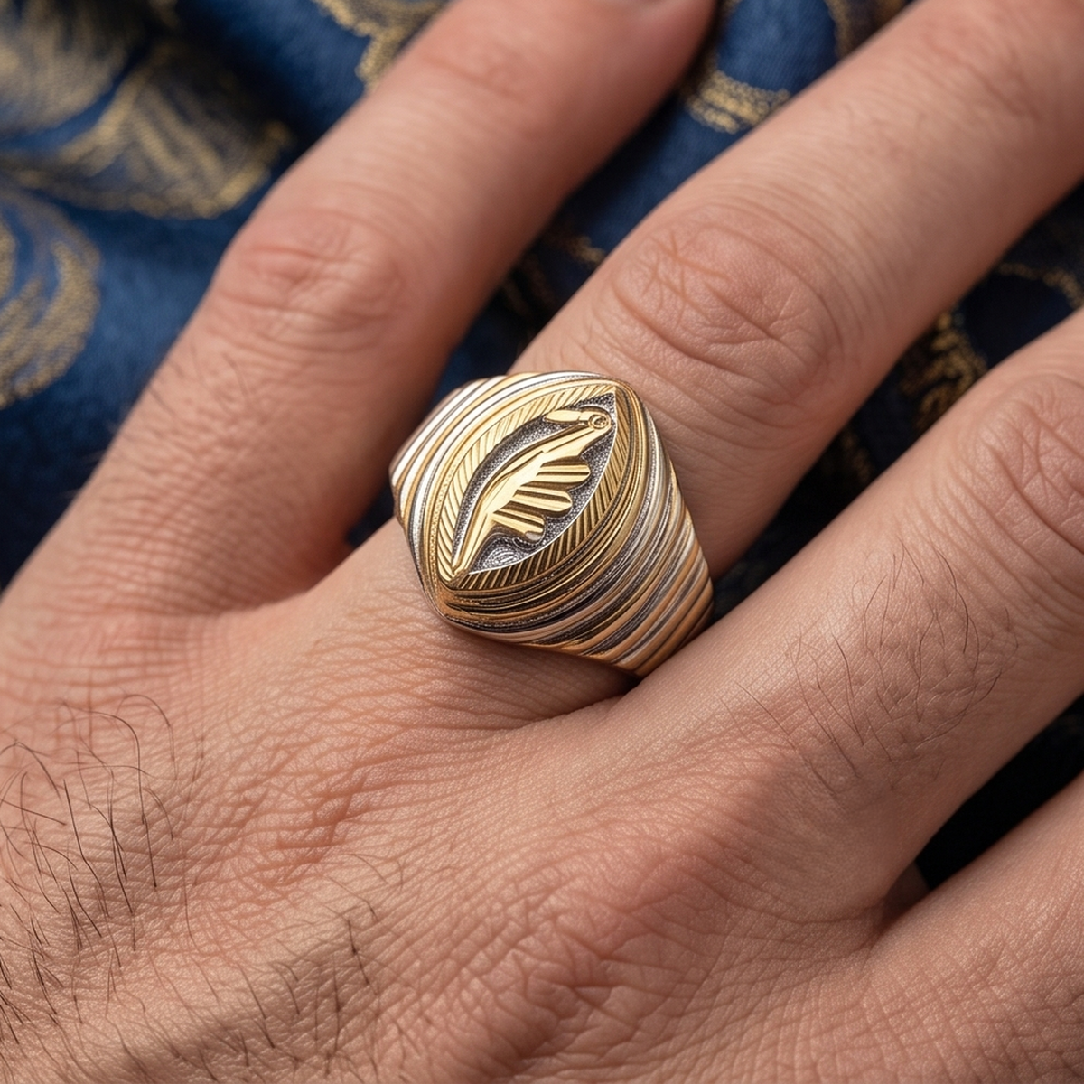 DIVYORO TWO-TONE MARQUISE LEAF MOTIF RING