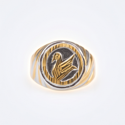DIVYORO TWO-TONE STYLIZED SWAN RING