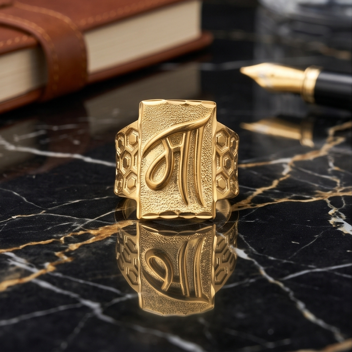 DIVYORO 'MAA' (मा) SCRIPT GOLD RING