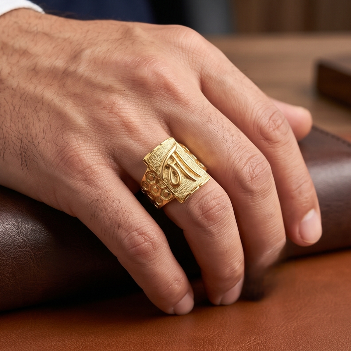 DIVYORO 'MAA' (मा) SCRIPT GOLD RING