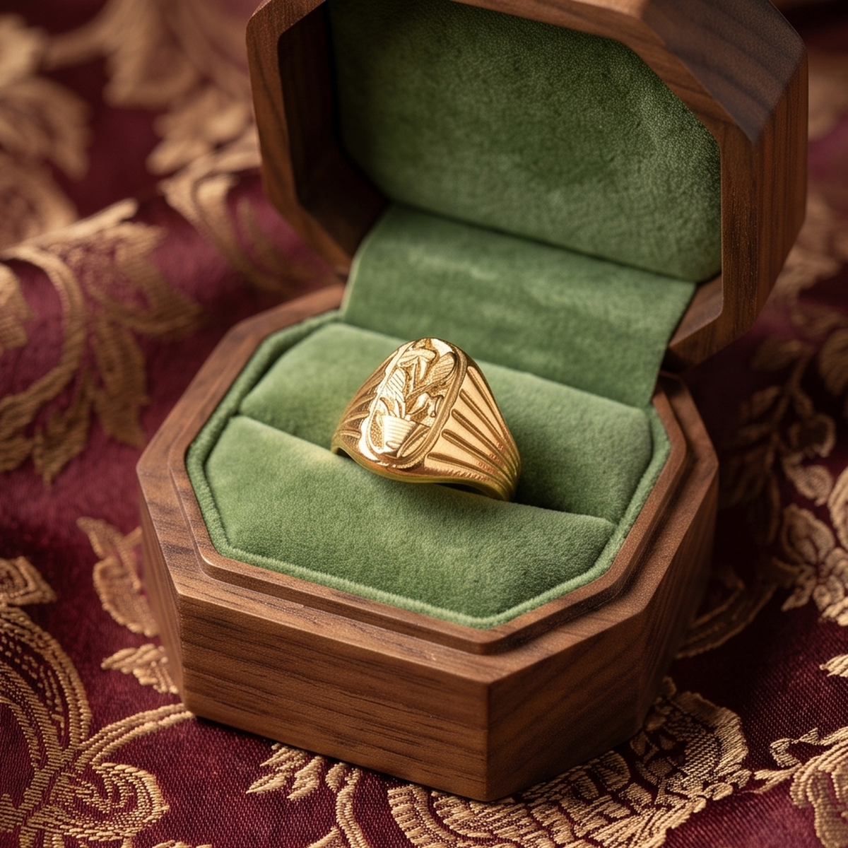 DIVYORO OVAL POTTED PLANT MOTIF GOLD RING