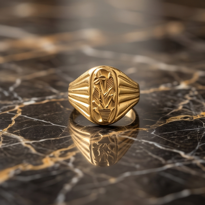 DIVYORO OVAL POTTED PLANT MOTIF GOLD RING