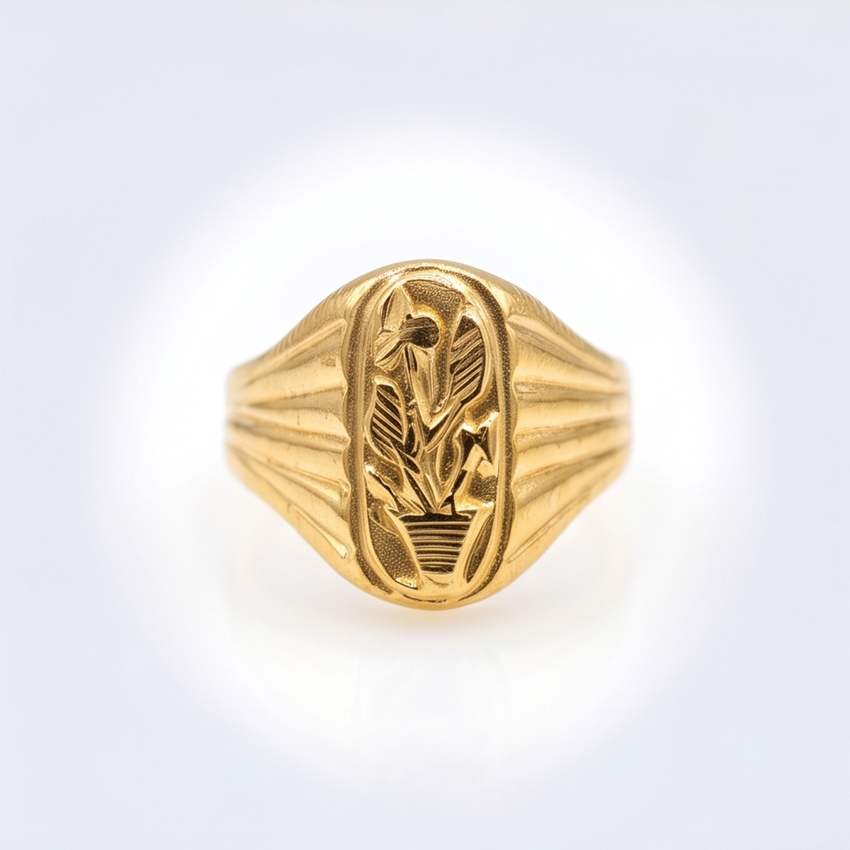 DIVYORO OVAL POTTED PLANT MOTIF GOLD RING