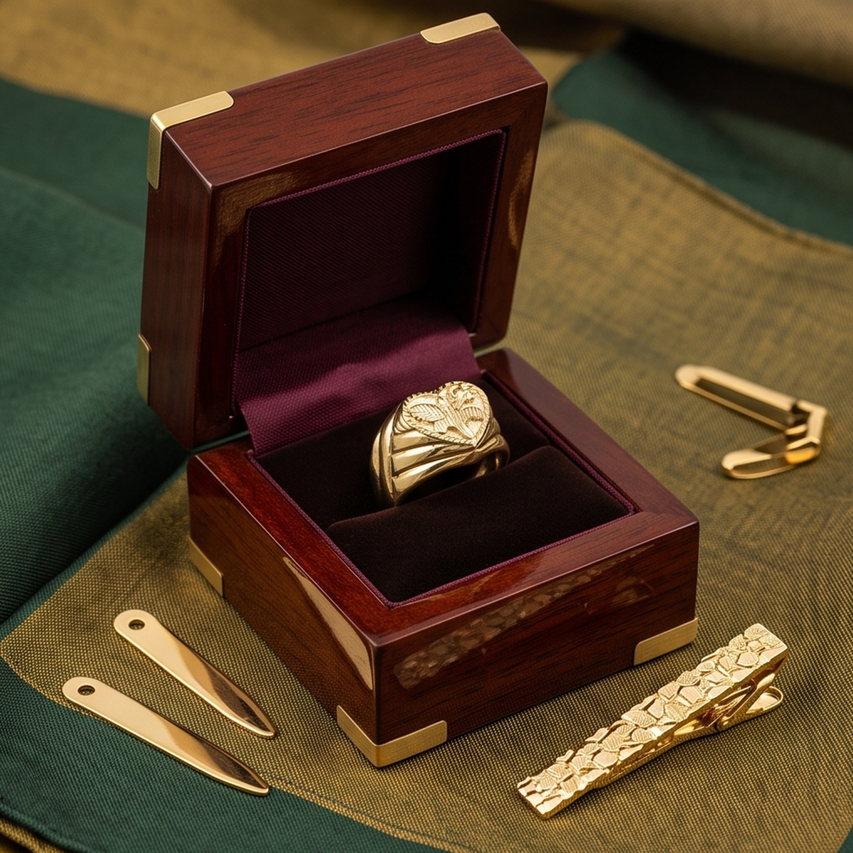 DIVYORO HEART-SHAPED BOTANICAL GOLD RING