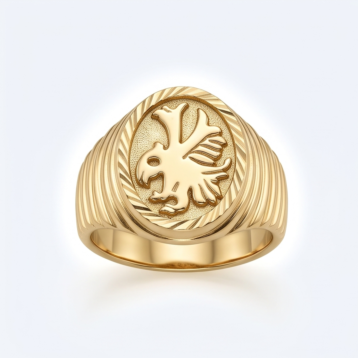 DIVYORO EAGLE CREST SIGNET GOLD RING