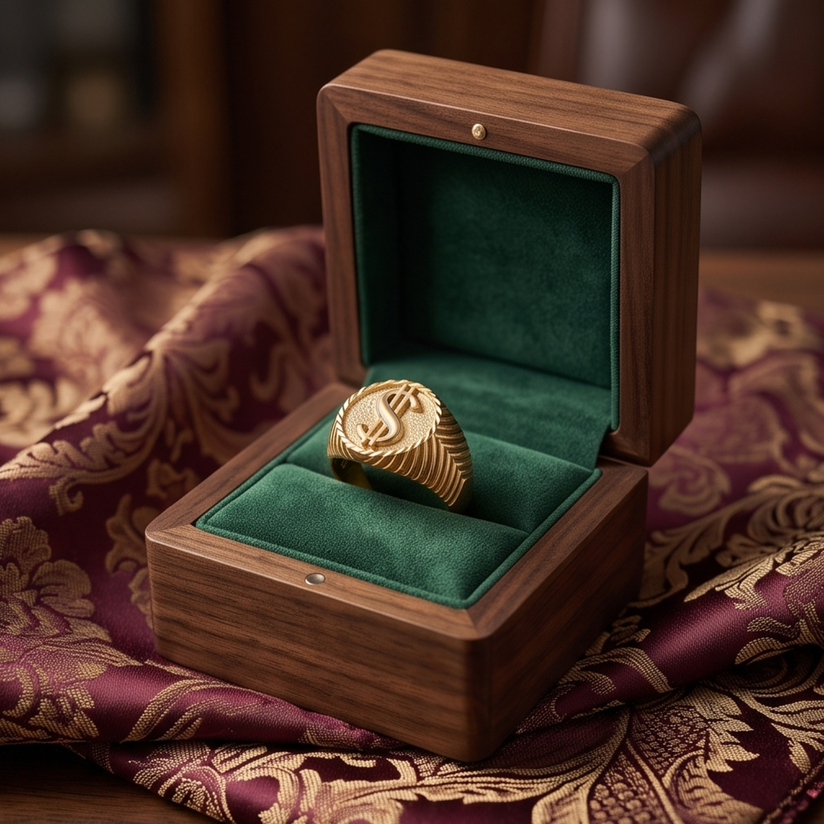 DIVYORO DOLLAR SIGN MOTIF GOLD RING