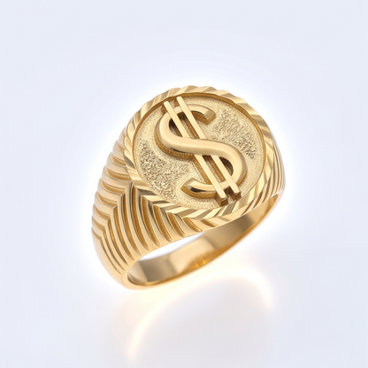 DIVYORO DOLLAR SIGN MOTIF GOLD RING