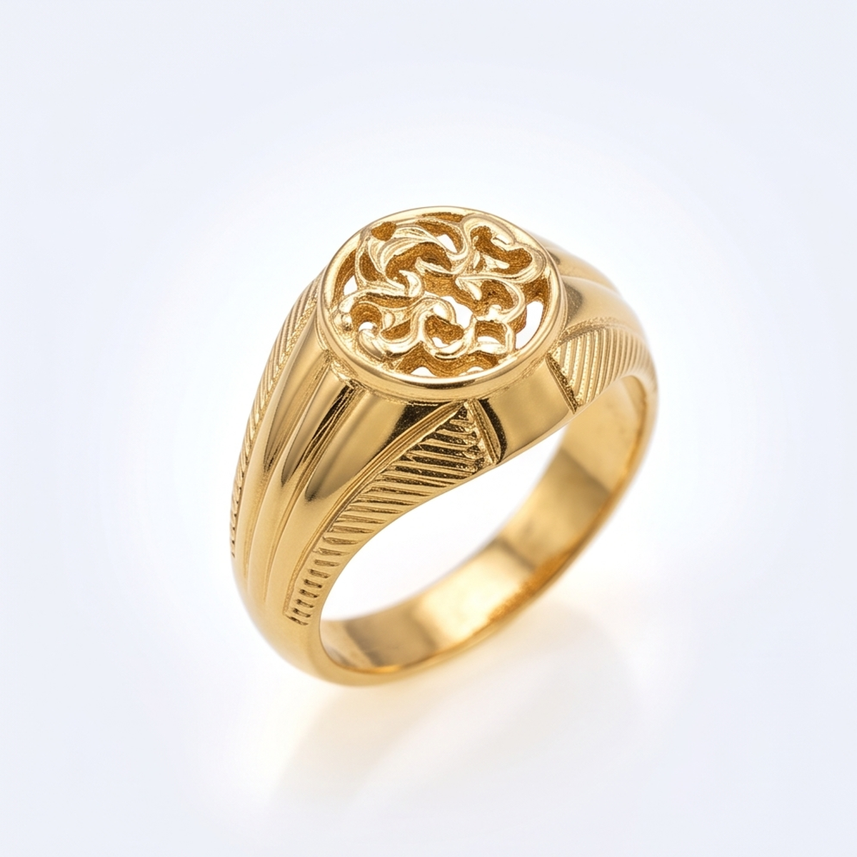DIVYORO CIRCULAR FILIGREE CUTOUT GOLD RING