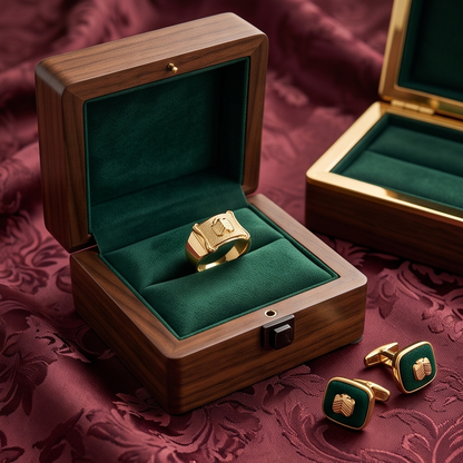DIVYORO SCROLL-EDGED CREST MOTIF GOLD RING
