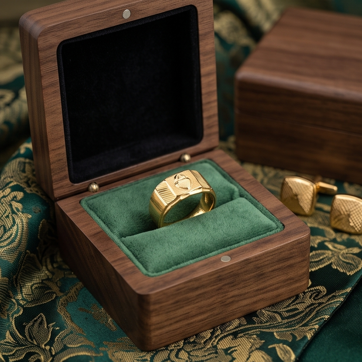 DIVYORO GEOMETRIC SHIELD ENGRAVED GOLD RING