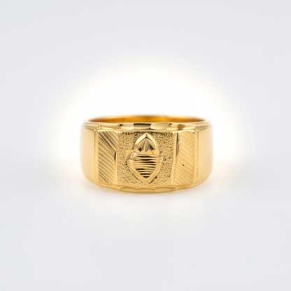 DIVYORO GEOMETRIC SHIELD ENGRAVED GOLD RING