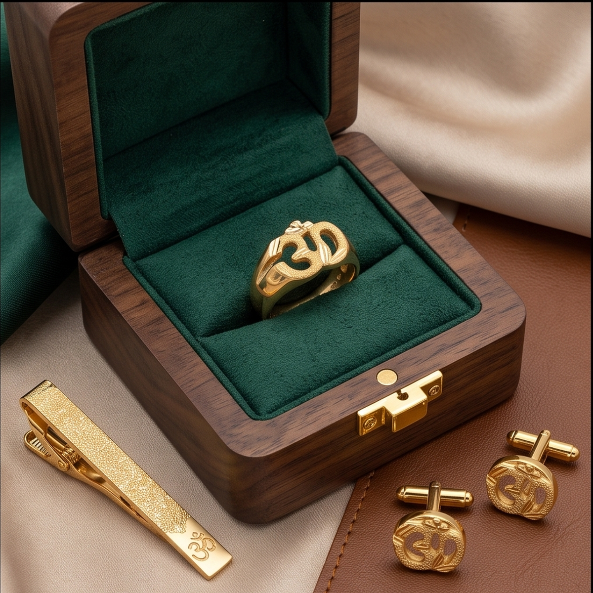 DIVYORO CUTOUT OM SYMBOL GOLD RING