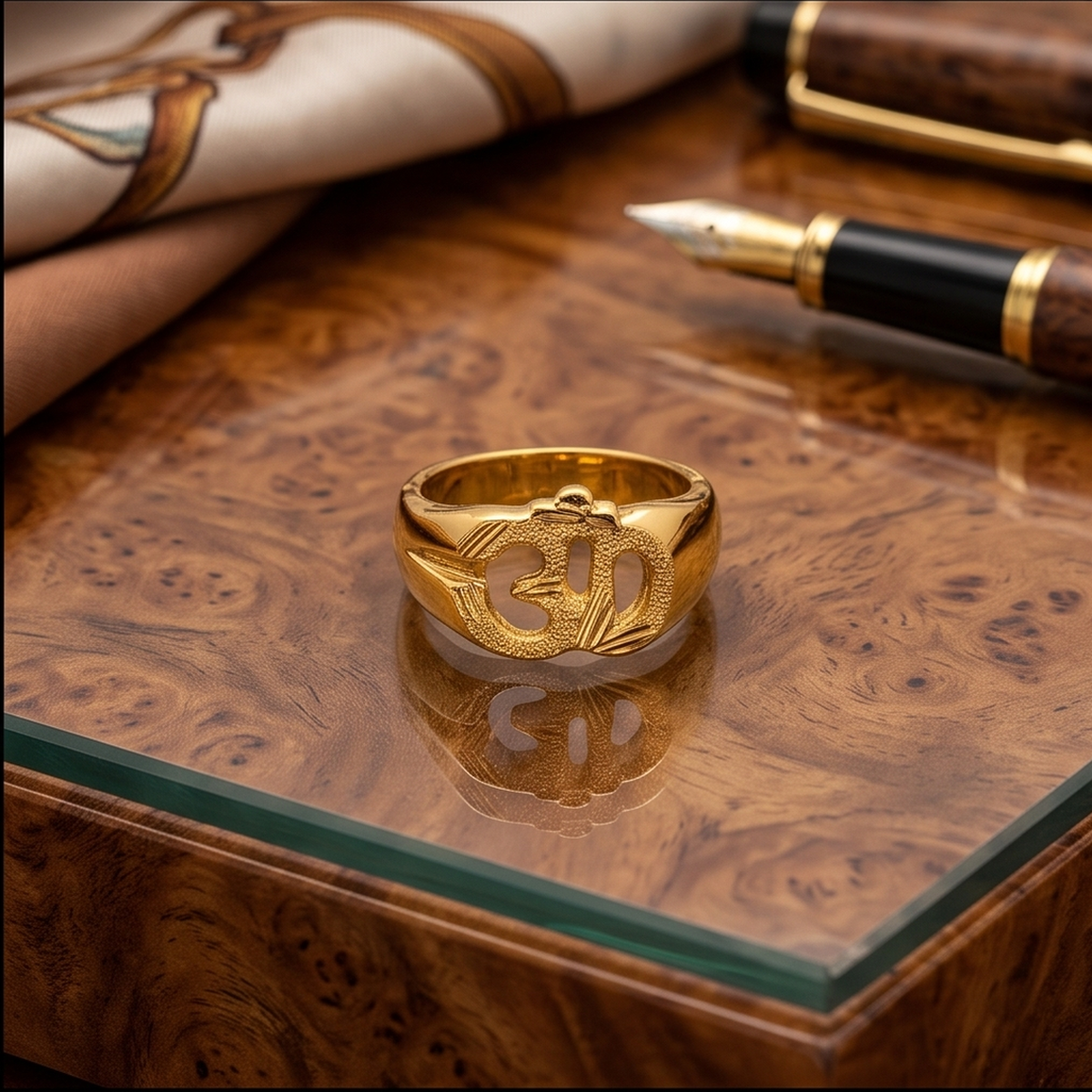 DIVYORO CUTOUT OM SYMBOL GOLD RING
