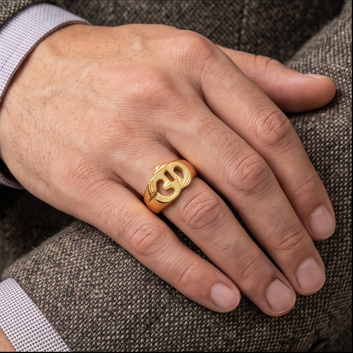 DIVYORO CUTOUT OM SYMBOL GOLD RING