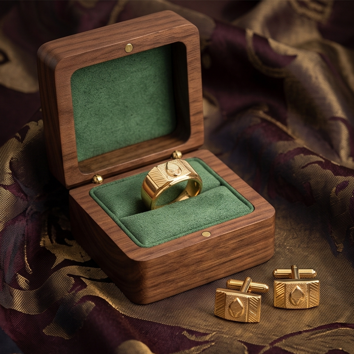 DIVYORO TEXTURED LEAF MOTIF GOLD RING