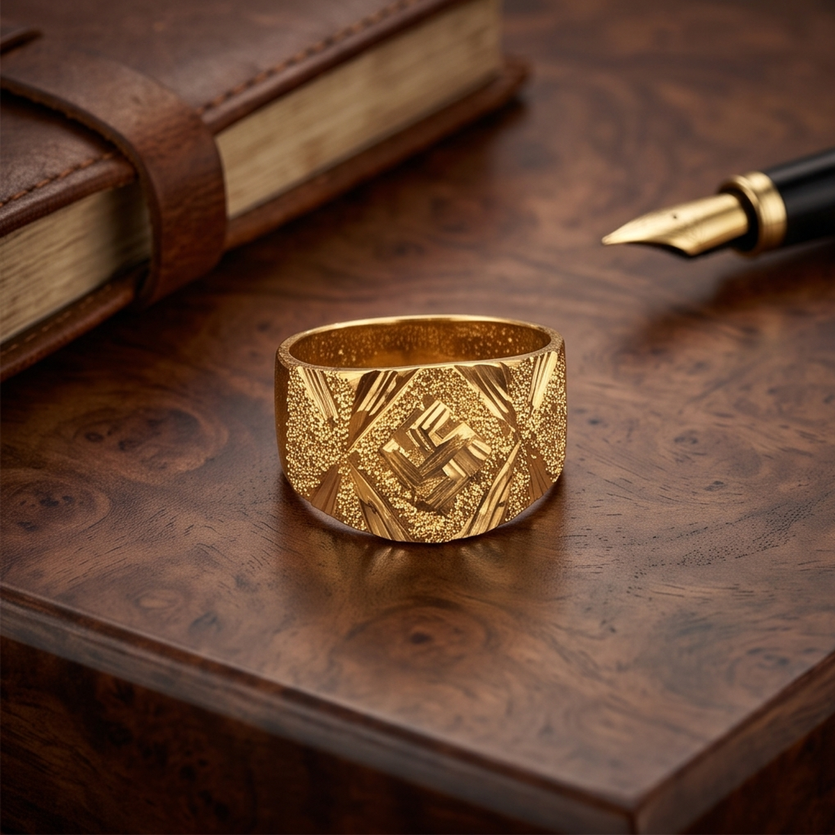 DIVYORO TEXTURED DIAMOND MOTIF GOLD BAND