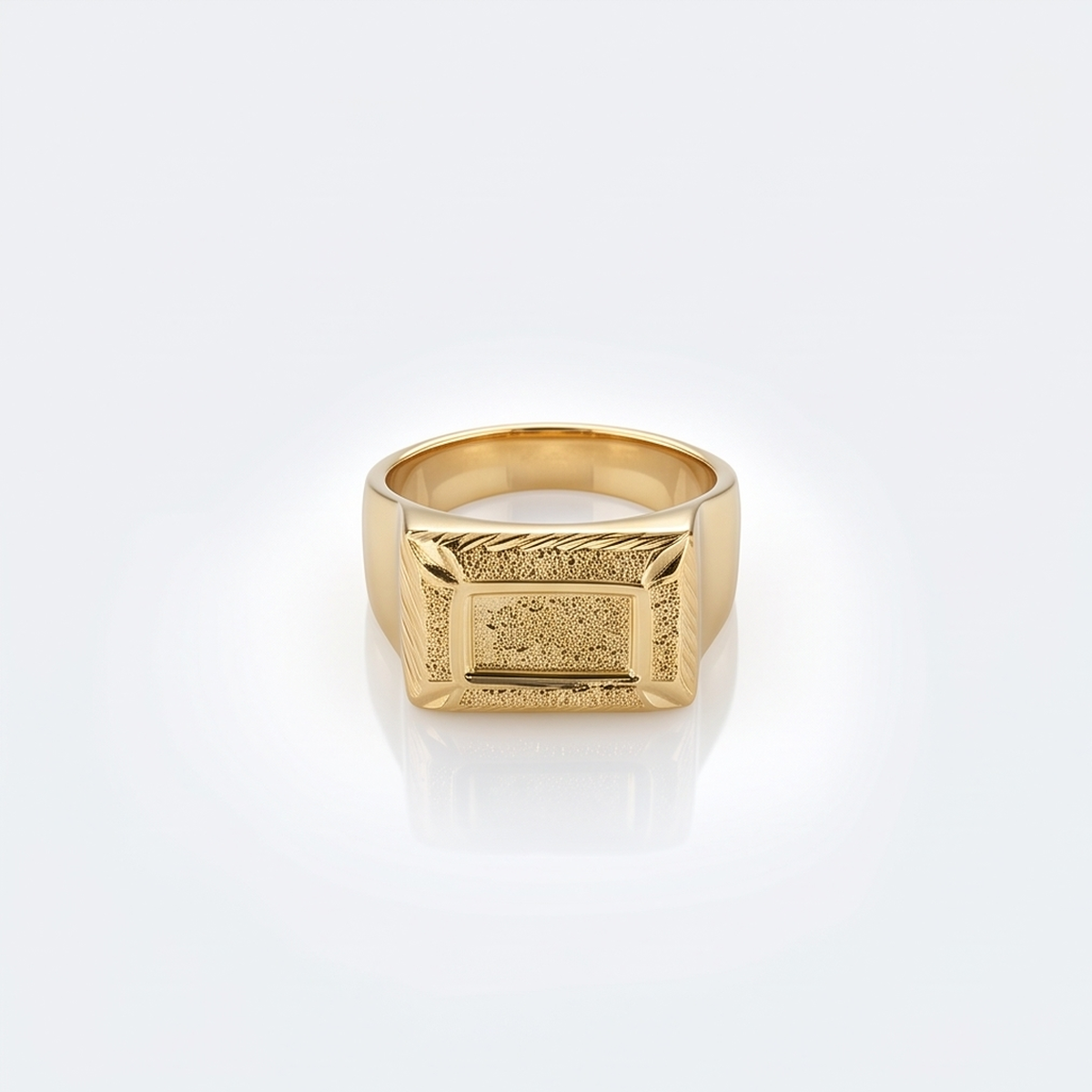 DIVYORO RECTANGULAR STIPPLED GOLD SIGNET RING