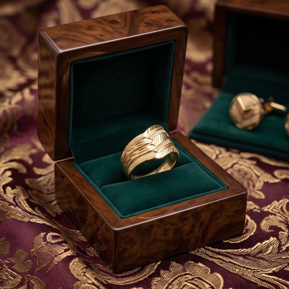 DIVYORO GEOMETRIC CHEVRON GOLD RING