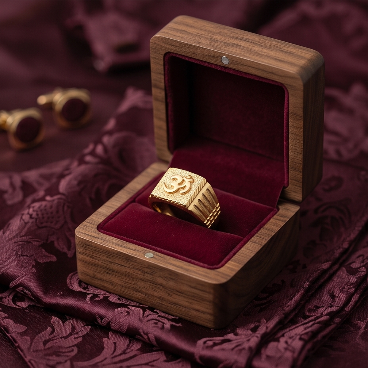 DIVYORO TEXTURED OM (ॐ) SYMBOL GOLD BAND