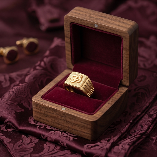 DIVYORO TEXTURED OM (ॐ) SYMBOL GOLD BAND