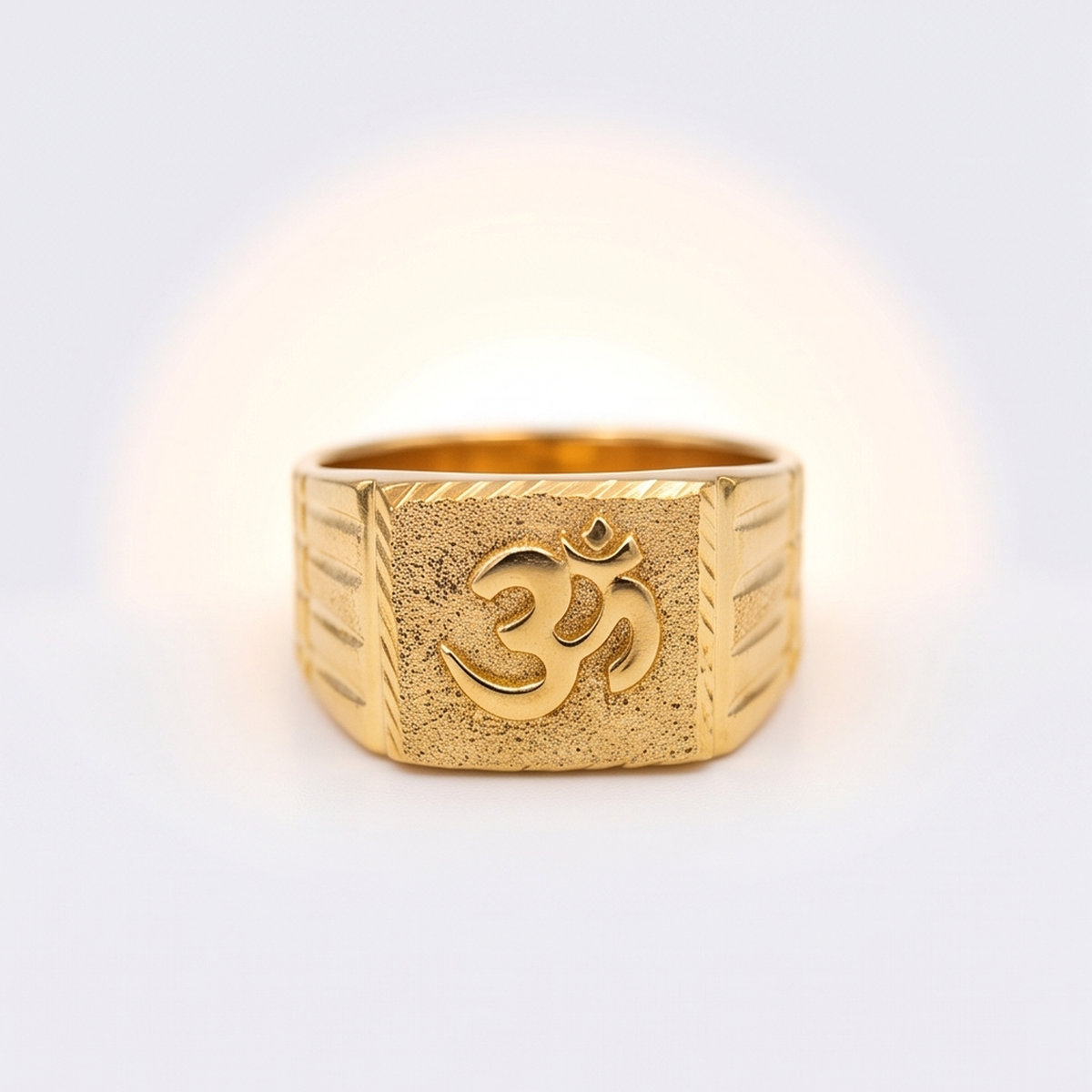 DIVYORO TEXTURED OM (ॐ) SYMBOL GOLD BAND