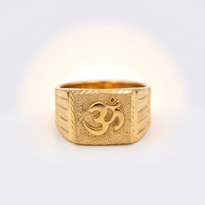 DIVYORO TEXTURED OM (ॐ) SYMBOL GOLD BAND