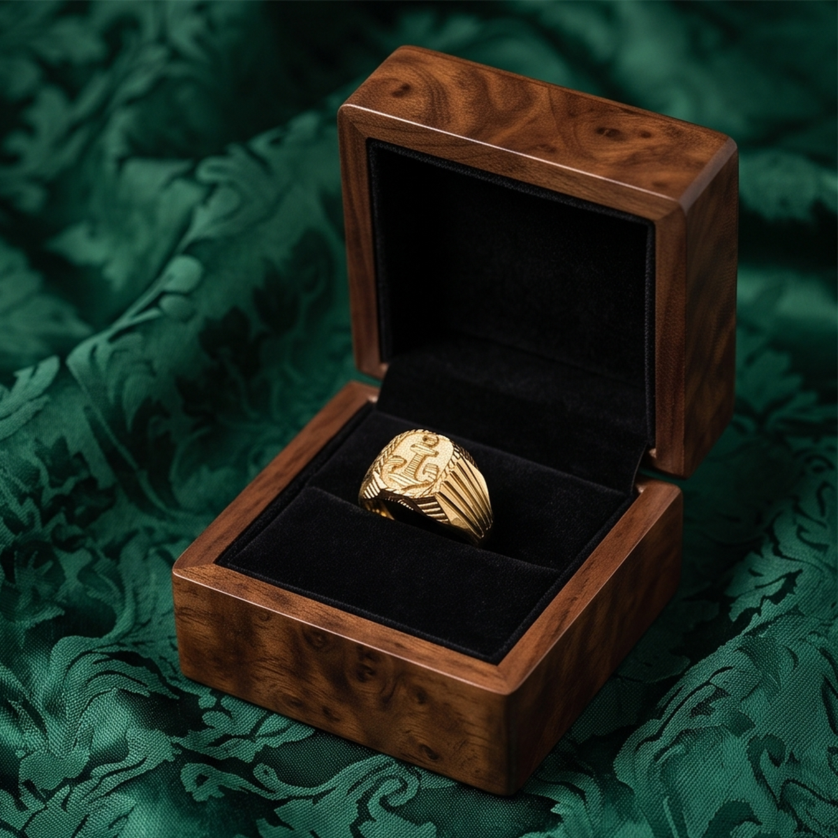 DIVYORO ANCHOR MOTIF GOLD SIGNET RING