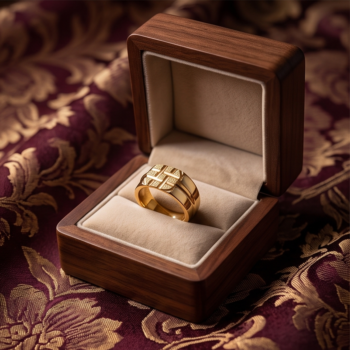 DIVYORO TEXTURED WOVEN-STYLE GOLD BAND