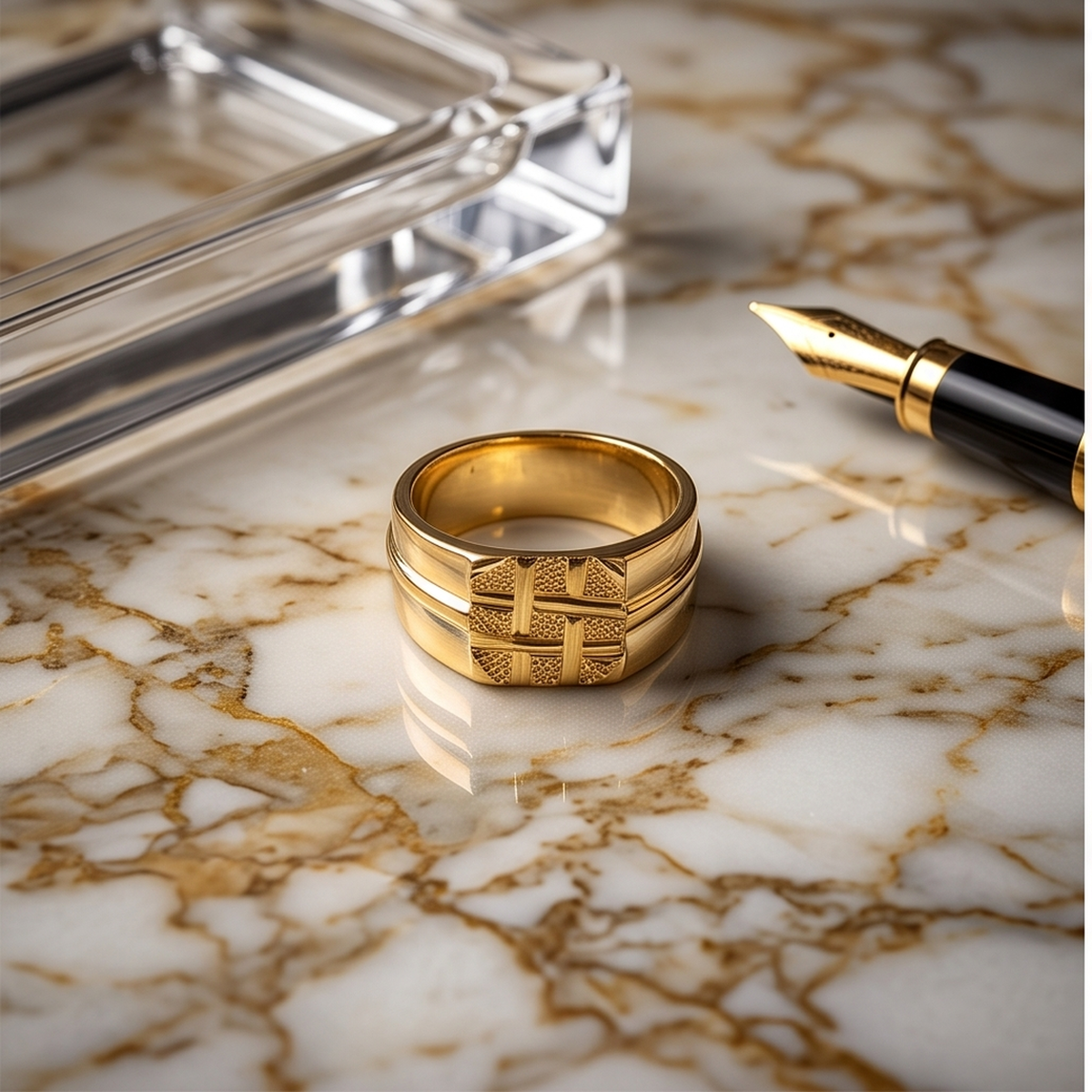 DIVYORO TEXTURED WOVEN-STYLE GOLD BAND