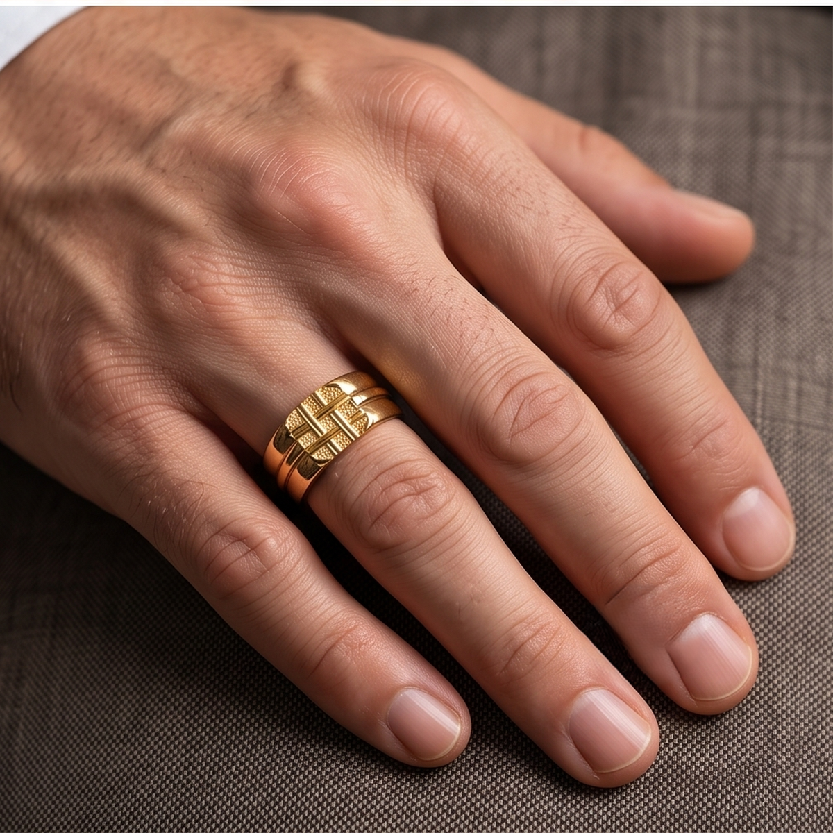 DIVYORO TEXTURED WOVEN-STYLE GOLD BAND