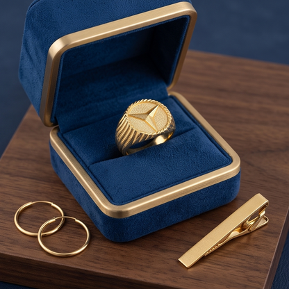 DIVYORO THREE-POINTED STAR GOLD SIGNET RING
