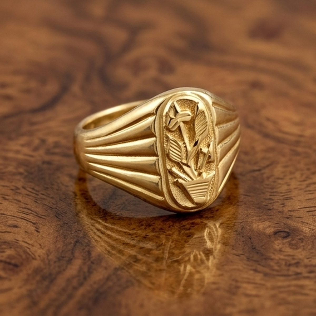 DIVYORO FLORAL PLANTER GOLD SIGNET RING