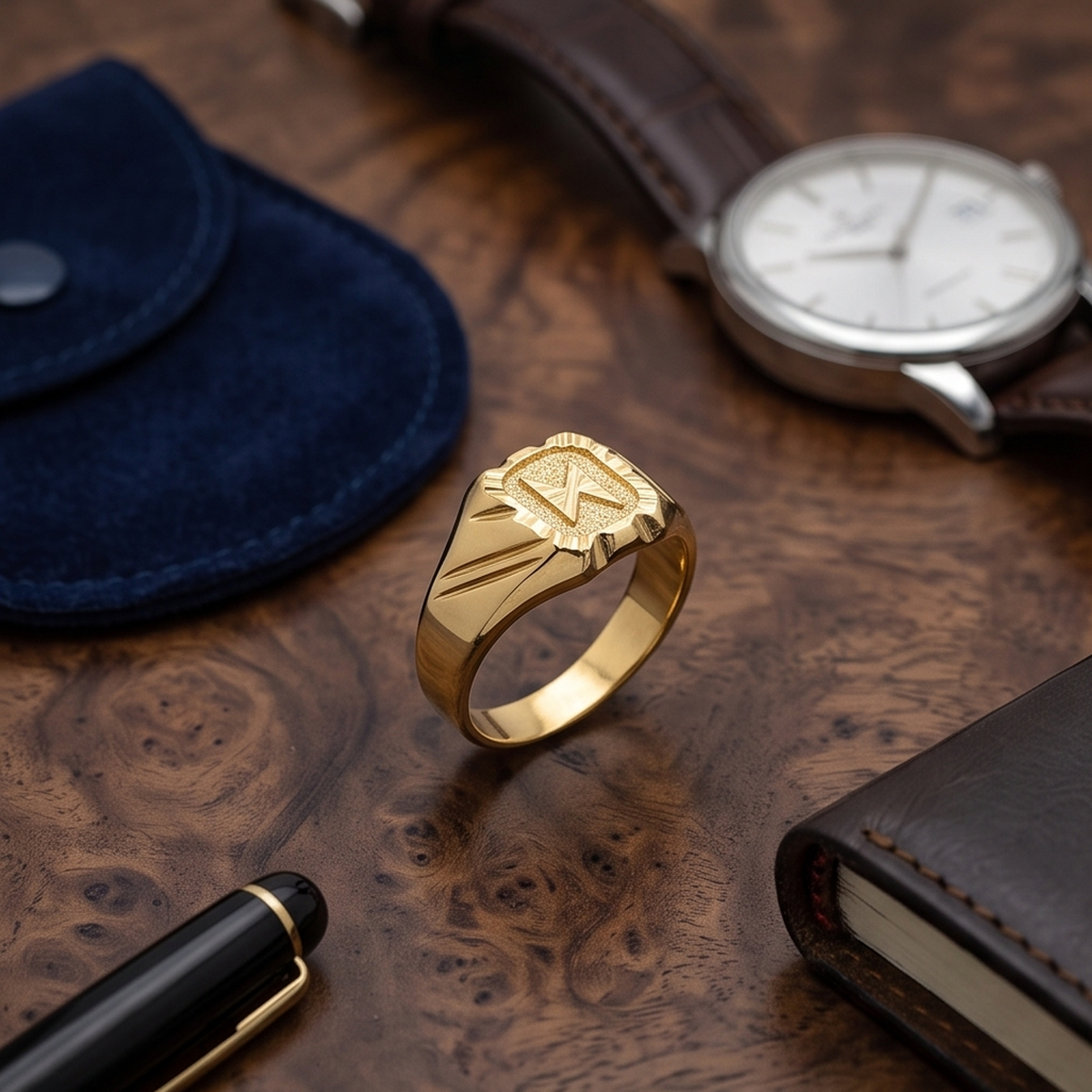DIVYORO ETCHED SIGNET RING