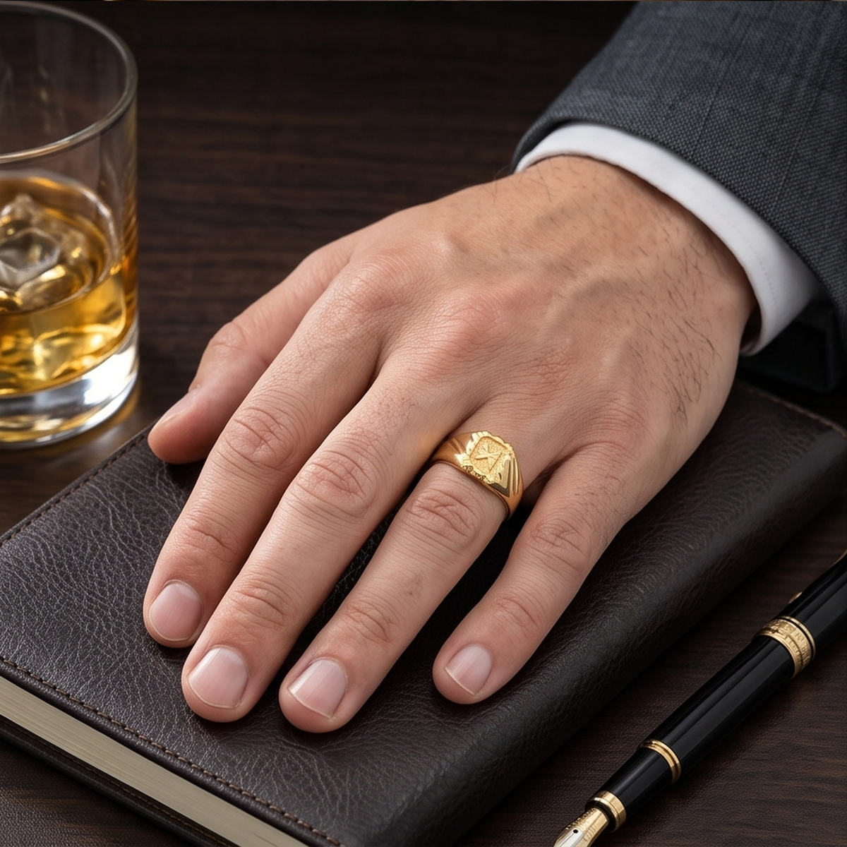 DIVYORO ETCHED SIGNET RING
