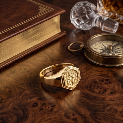 DIVYORO TEXTURED SIGNET RING