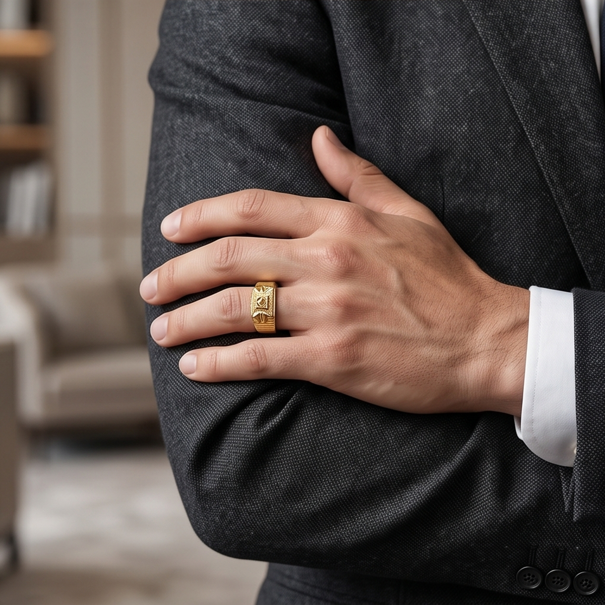 DIVYORO TEXTURED SQUARE RING