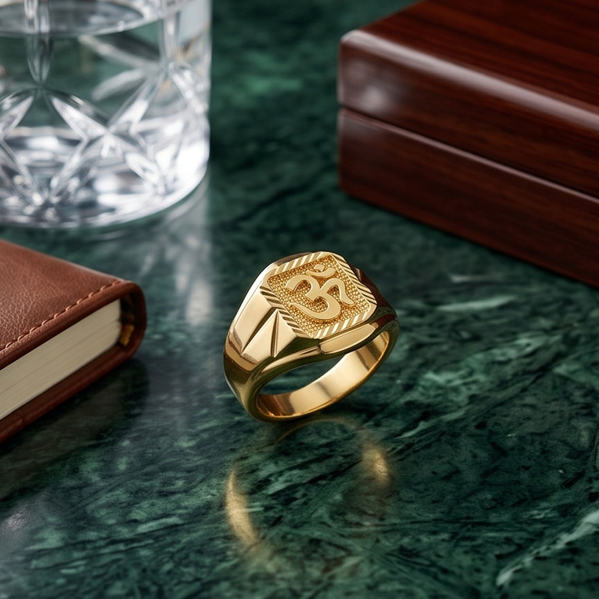 DIVYORO GEOMETRIC TEXTURED GOLD RING