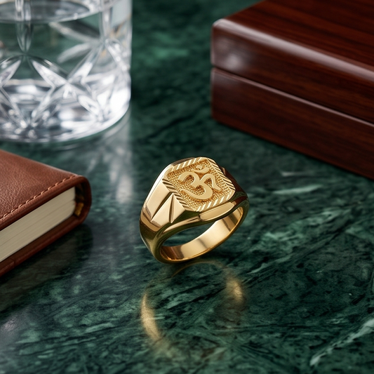 DIVYORO GEOMETRIC TEXTURED GOLD RING