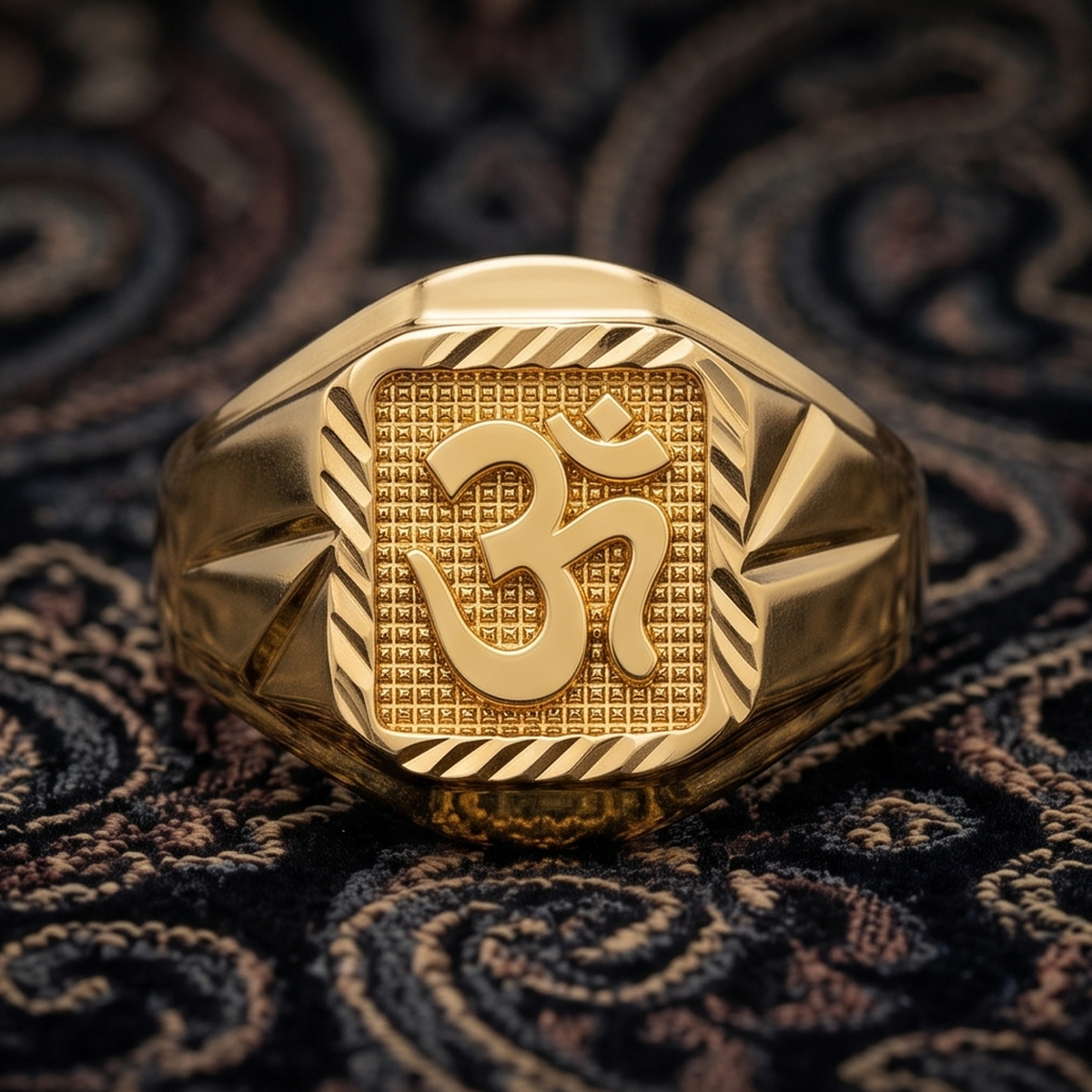 DIVYORO GEOMETRIC TEXTURED GOLD RING