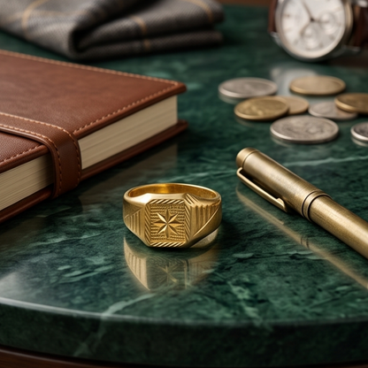 DIVYORO TRIANGULAR MOTIF GOLD BAND