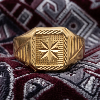 DIVYORO TRIANGULAR MOTIF GOLD BAND