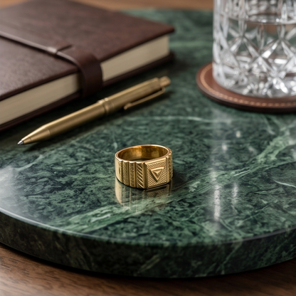 DIVYORO EIGHT-POINT STAR GOLD SIGNET RING